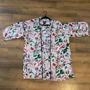 Bobeau Open Front Floral Summer Kimono Womens‎ Robe Size Small